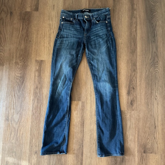 Express Denim - Express Barely Boot Mid Rise Dark Wash Stretch Denim Jeans Womens Size 6 Regular